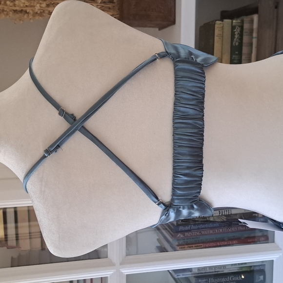 Astr The Label - Collette Satin Cutout Midi Dress - Color: Slate Blue - Picture 9 of 14